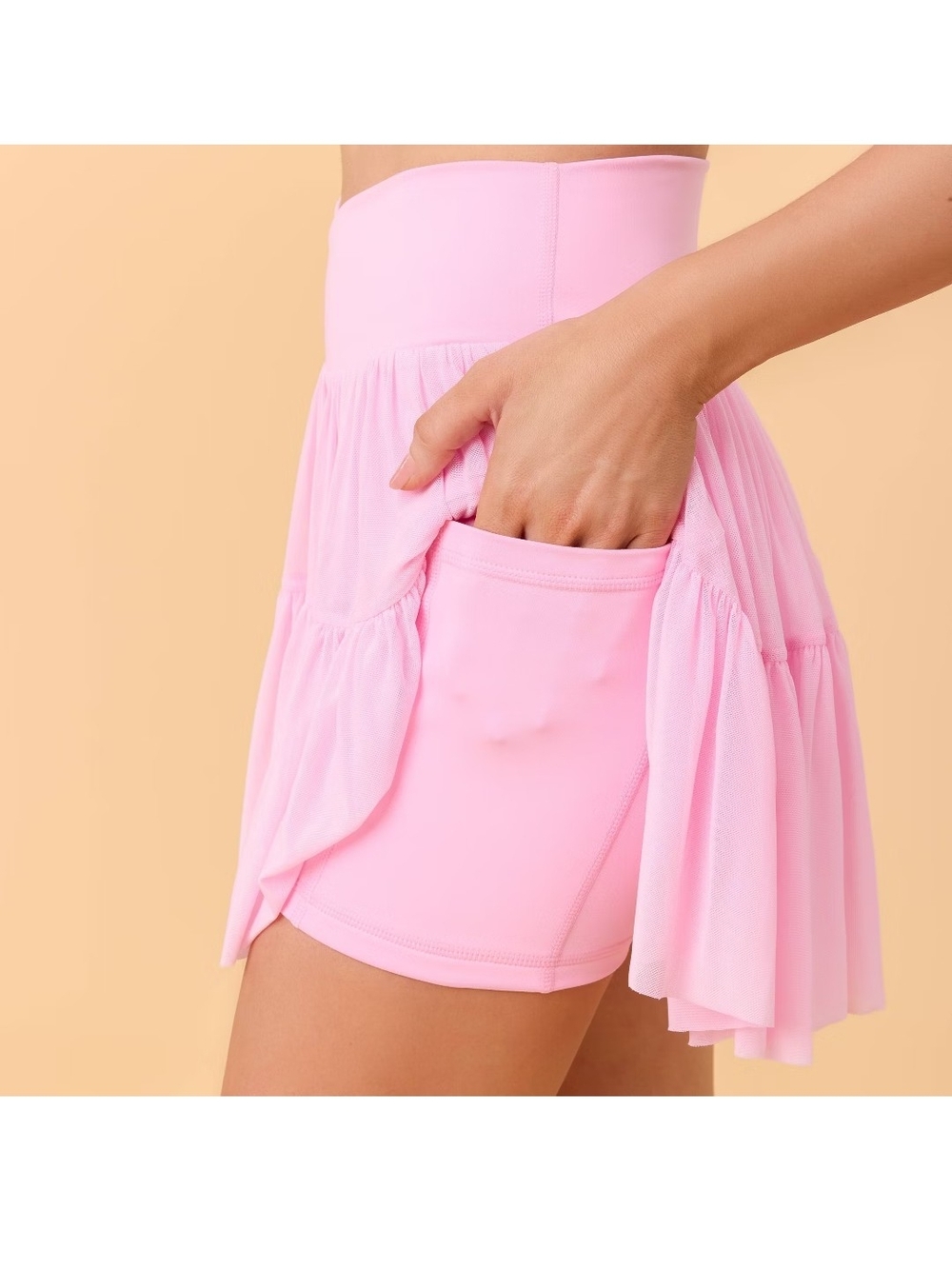 Women’s Pink Circle Skirt with Flared Tiers - Picture 2 of 5